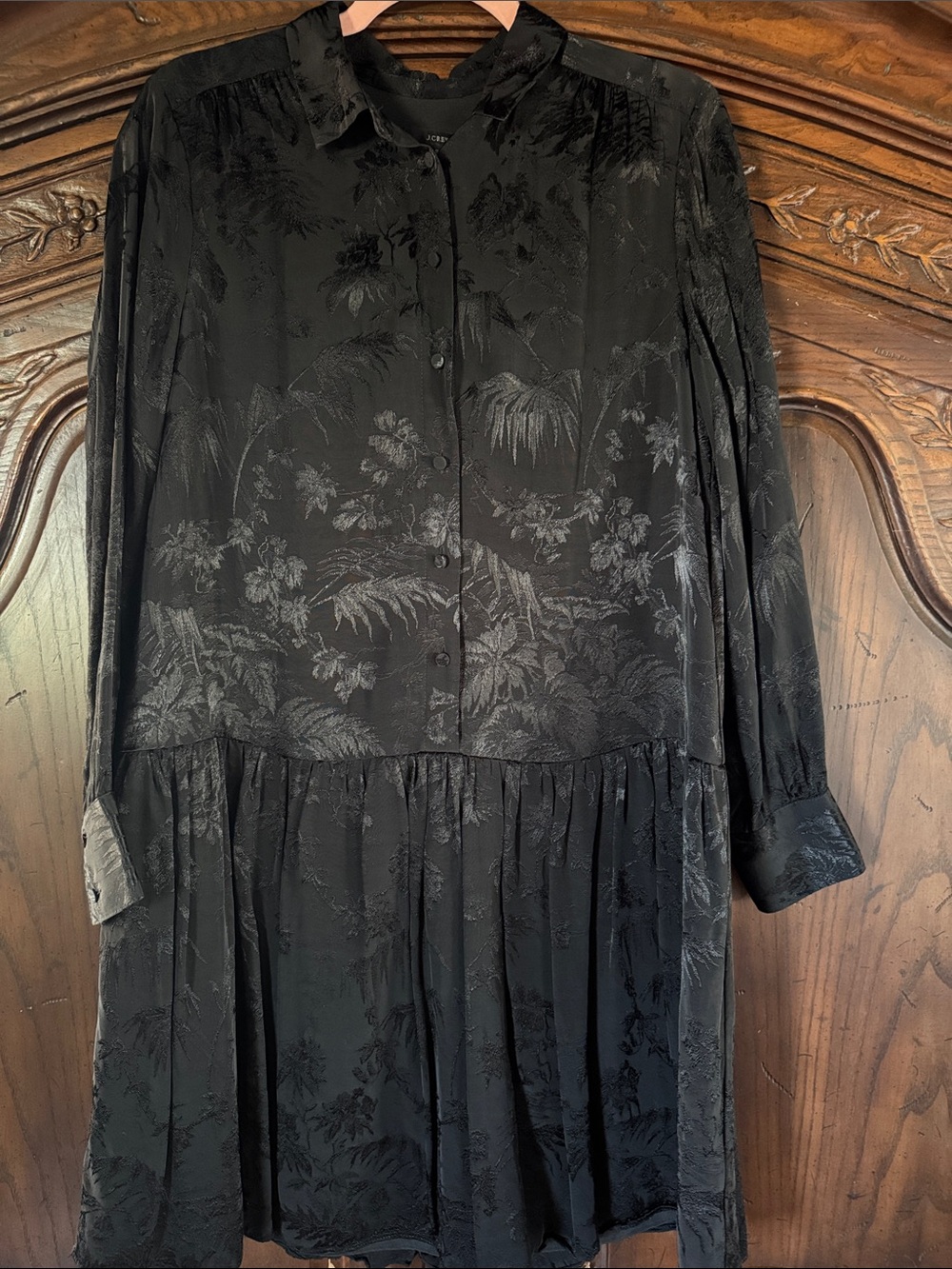 J. Crew Black Floral Jacquard Drop Waist Dress